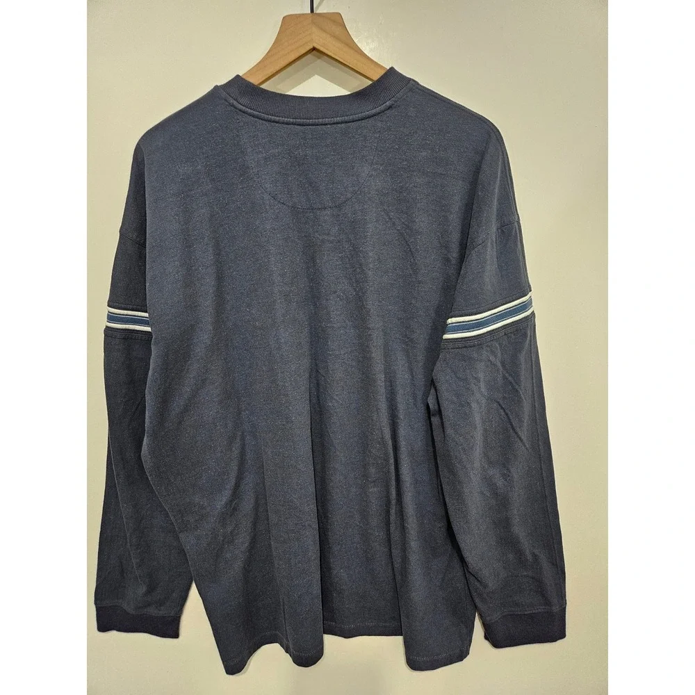 Exigency Mens XXL Navy Blue Striped Crewneck Sweatshirt Long Sleeve Pullover